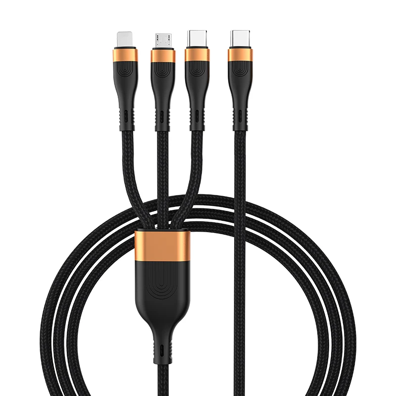 

6A data cable usb 100W charging cable mobile phone 3-in-1 data cable super fast charging for PD fully compatible, Black gold/dark green