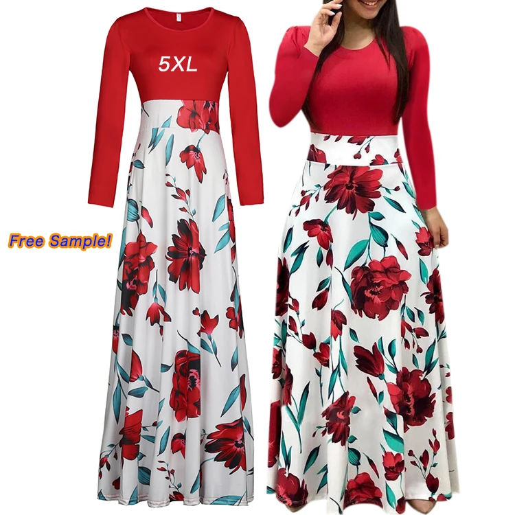 

Ecoparty Spring Autumn Women Dress Female Fashion Long Sleeve Maxi Floral Dress Ladies Casual Ankle-Length Vestido