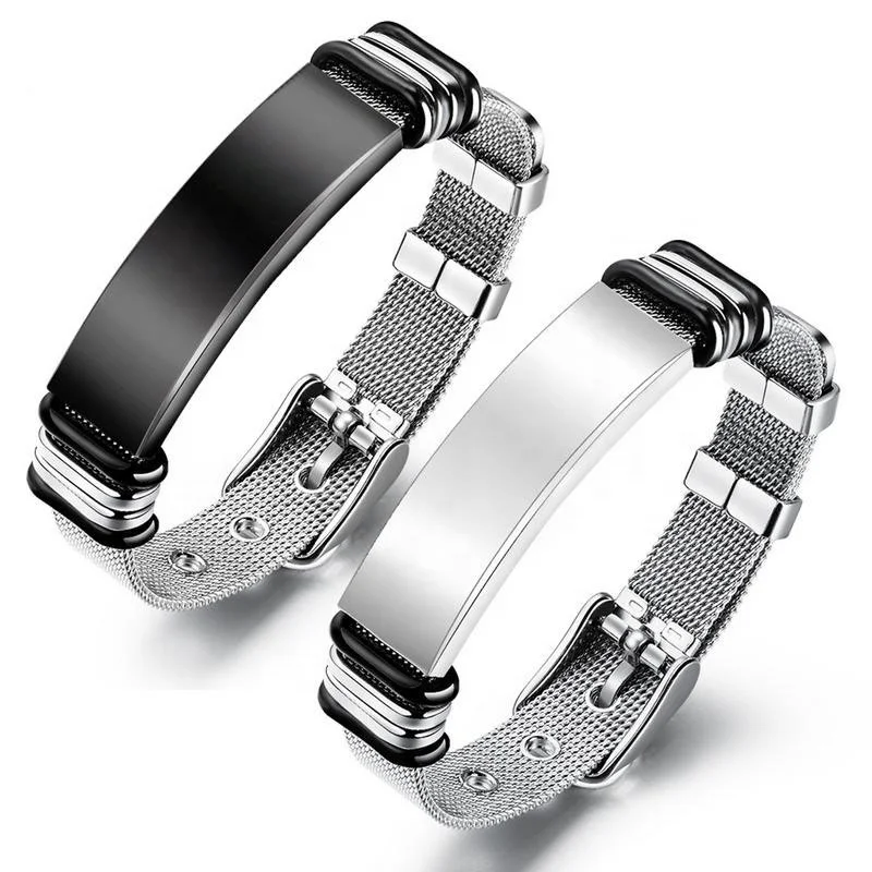 

Men Watch Bagnle Wholesale Charm China Jewelry Men 316L Stainless Steel Mesh Bracelet, White, black