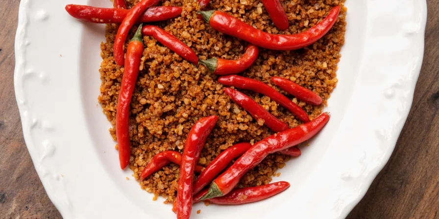 Dried Guajillo Chiles on Wooden Table