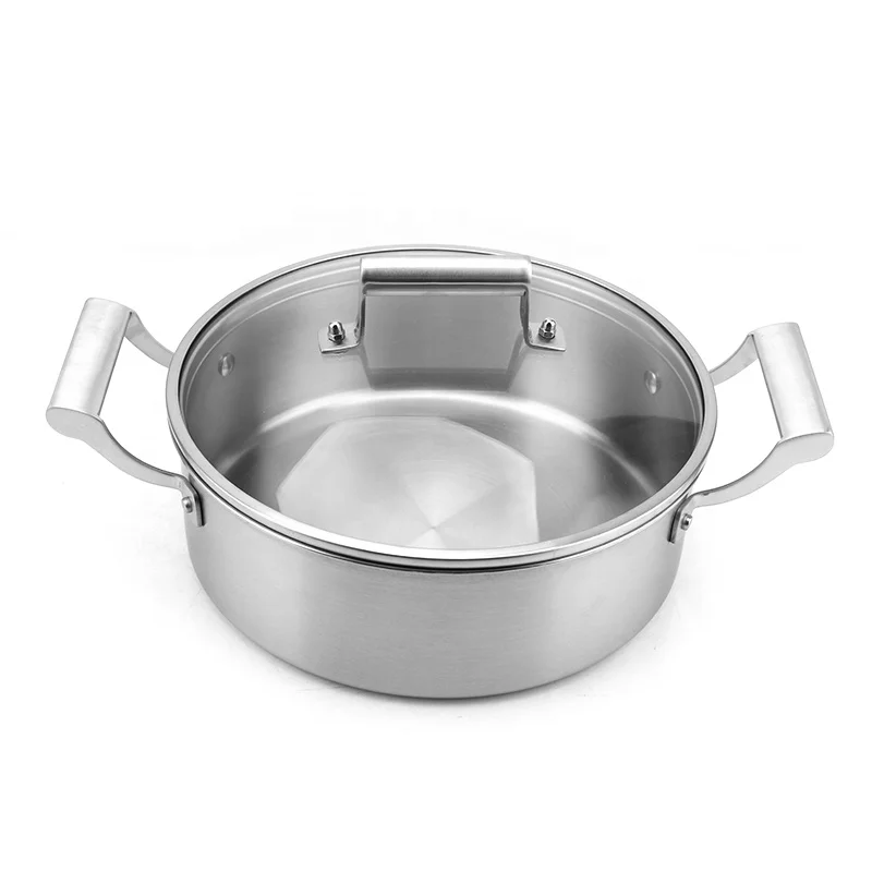 

TRI-PLY Stainless Steel Casserole 28cm 32cm Pot Soup Nonstick Two Handle Hot Pot for Food Cooking