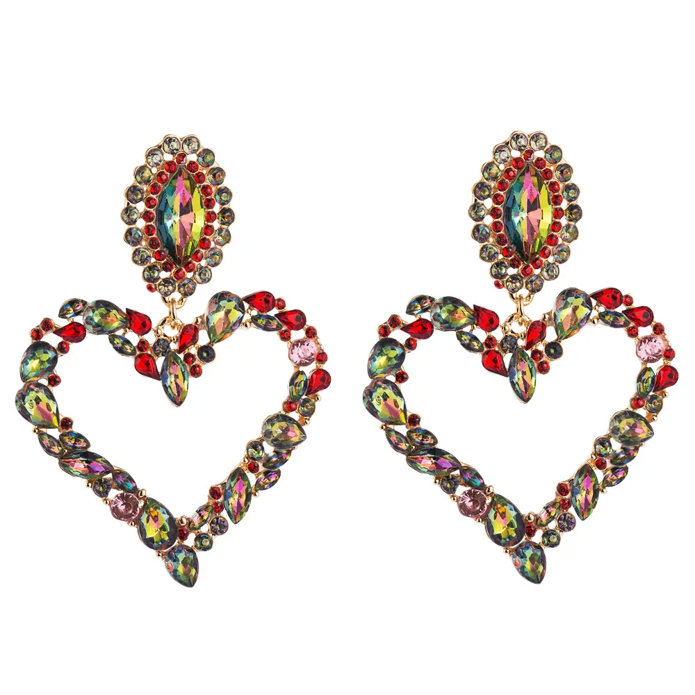 

Fashion Retro Exaggerated Heart Shaped Large Drop Full Diamond Earrings