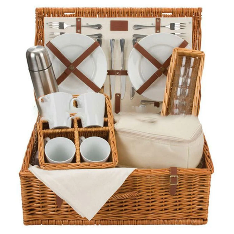 
100% handmade natural wicker 4 person picnic basket picnic sets rattan picnic basket  (1918834891)