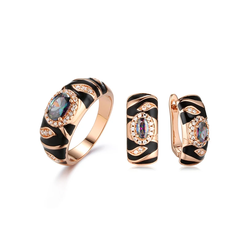 

RTS Cz Jewellery sets women Copper Ring Earrings Sets
