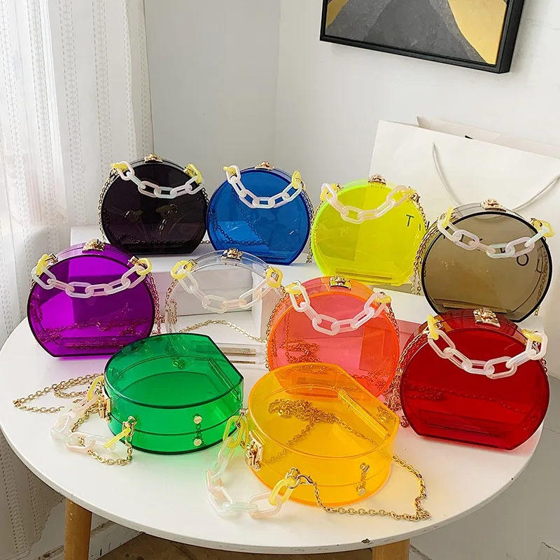 

Wedding Party Clutch Handbag women shoulder bag Transparent Evening Bag Women's Clear Acrylic Bag Round Ball Shape Purse, 10 colors
