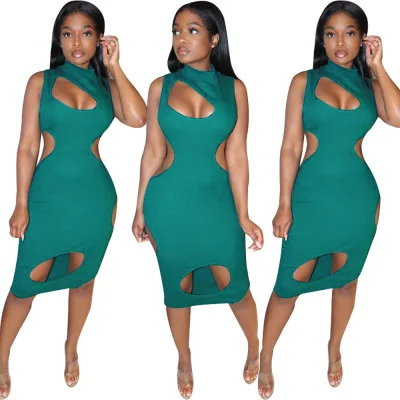 

B54576A Europe style women sexy hollow out fashion sleeveless club dress, Shown