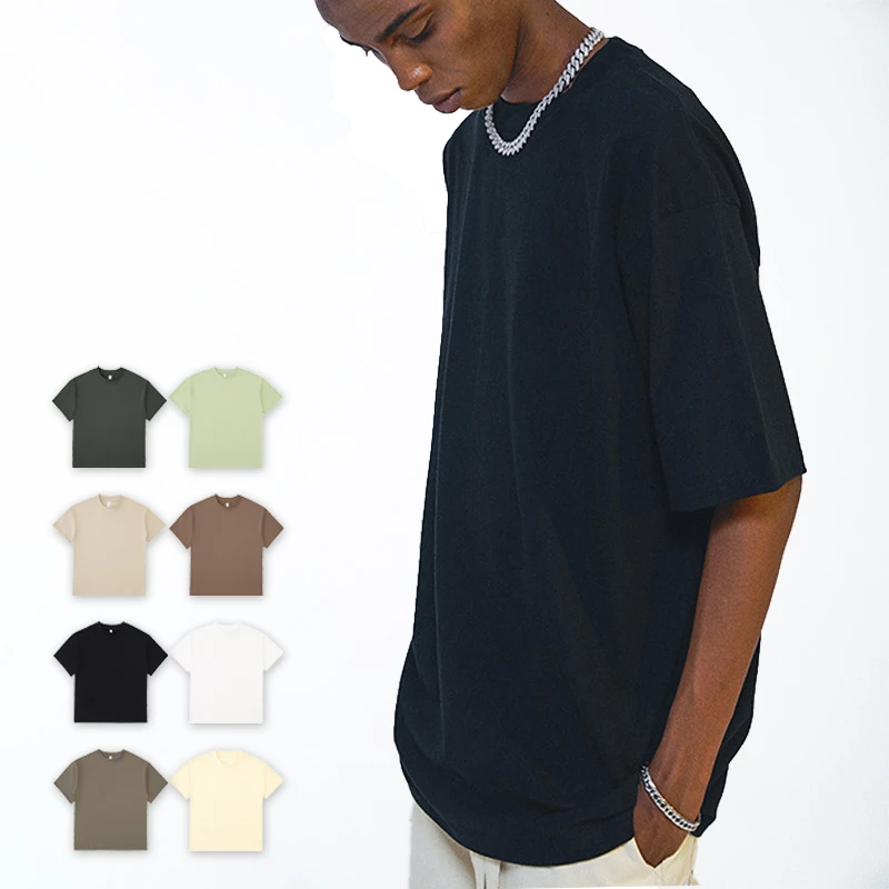 

Custom High Quality Streetwear Graphic Heavyweight Cotton Blank Drop Shoulder Plain Oversized T Shirt Men's T-shirts