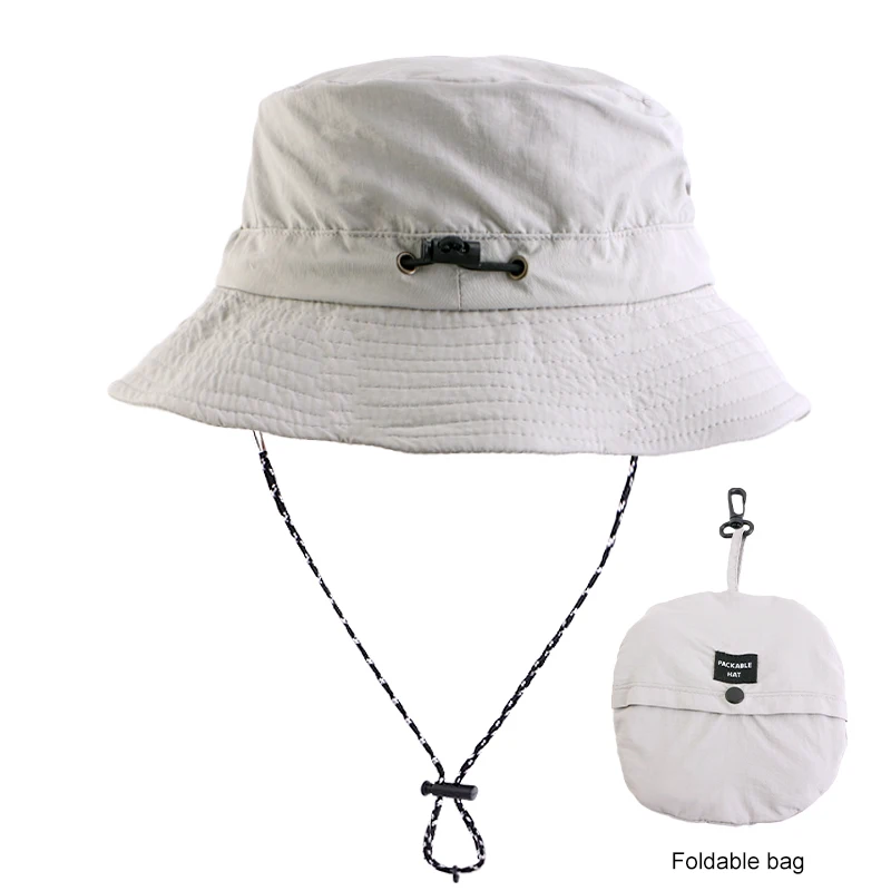 

Wholesale Custom Logo Outdoor Summer 100%Polyester Waterproof Packable Bucket Hat Summer Beach Hat Outdoor Cap For Women Men