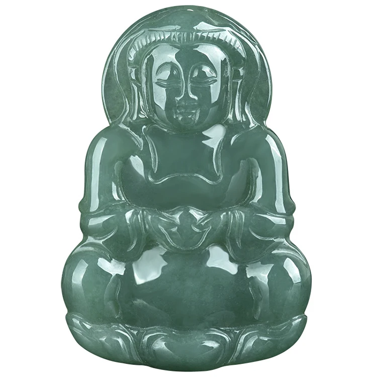 

Certified Grade A Myanmar Jade Myanmar Natural Jadeite Oil Green Guanyin Buddha Pendant Ice Kind Pendant Jewelry Men And Women