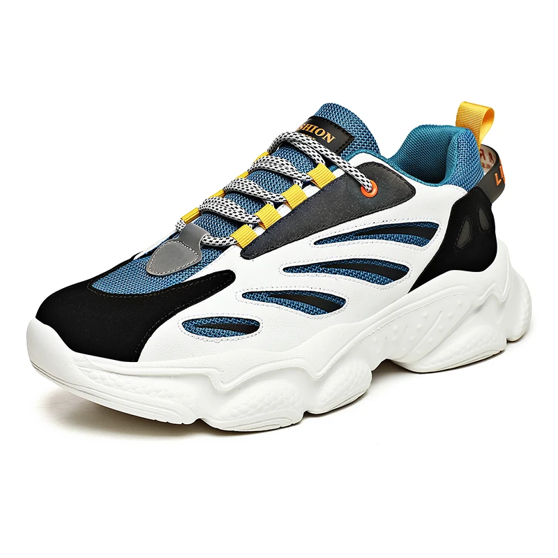 

High Quality New Comfortable Basketball Custom Logo Original White Chunky Fashion Sneakers Men, White/grey/blue