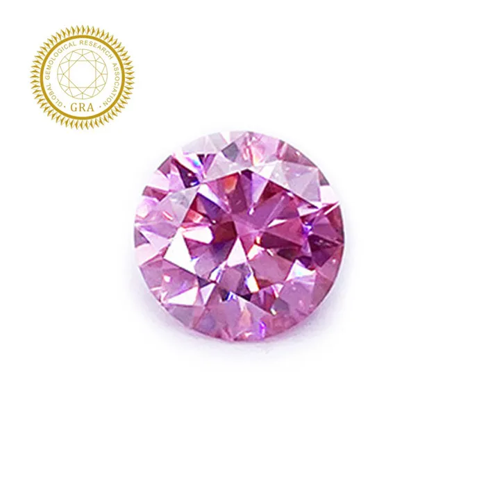 

Wholesale GRA certificate pink Color Moissanite Diamond VVS1 Excellent cut Round 6.5mm moissanite per Carat 1.5ct loose gemstone, D ef gh, pink, blue, yellow