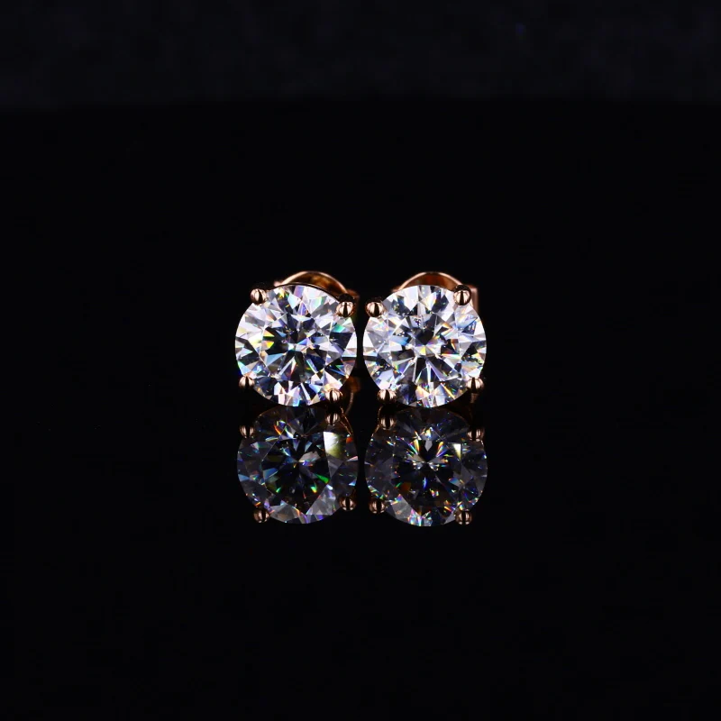 

Starsgem 14K gold 6.5mm 1 carat diamonds stud earring D colorless moissanite earrings