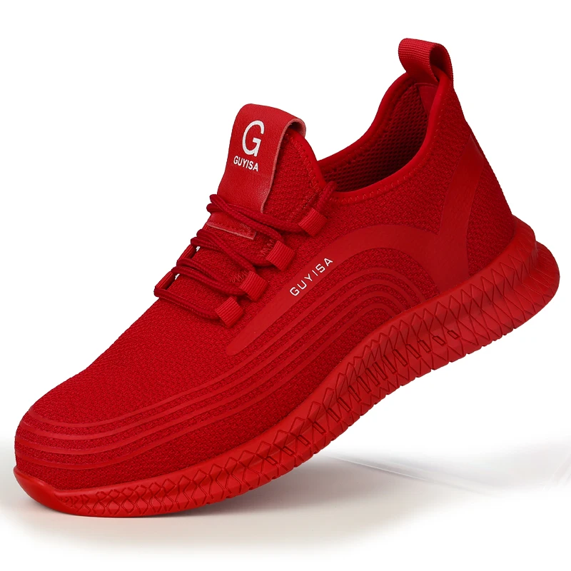 

2020 new design work wear-resistant mesh red shock absorber heel safety shoes