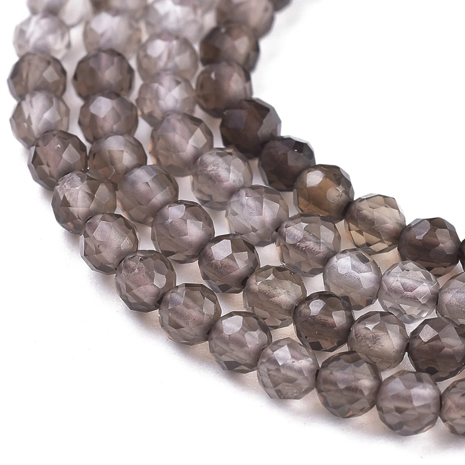 

PandaHall 3mm Gradient Style Round Faceted Natural Smoky Quartz Beads