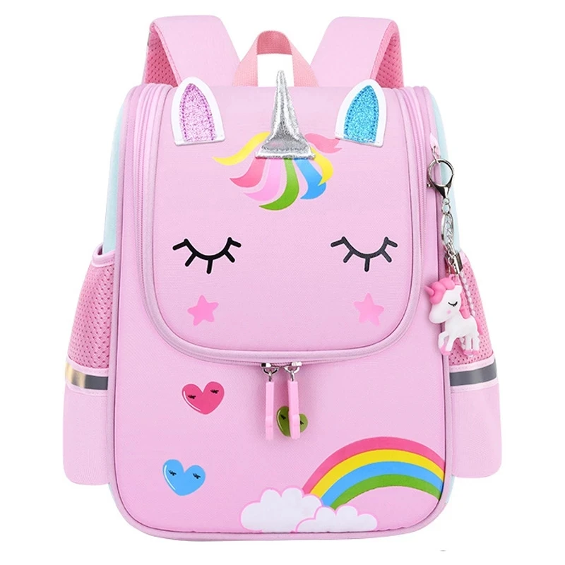 

Girl School Bags Child Pink Unicorn Nylon Printing Backpack Kindergarten Student Cute Girls Children's Schoolbag Waterproof Kid, Multi color