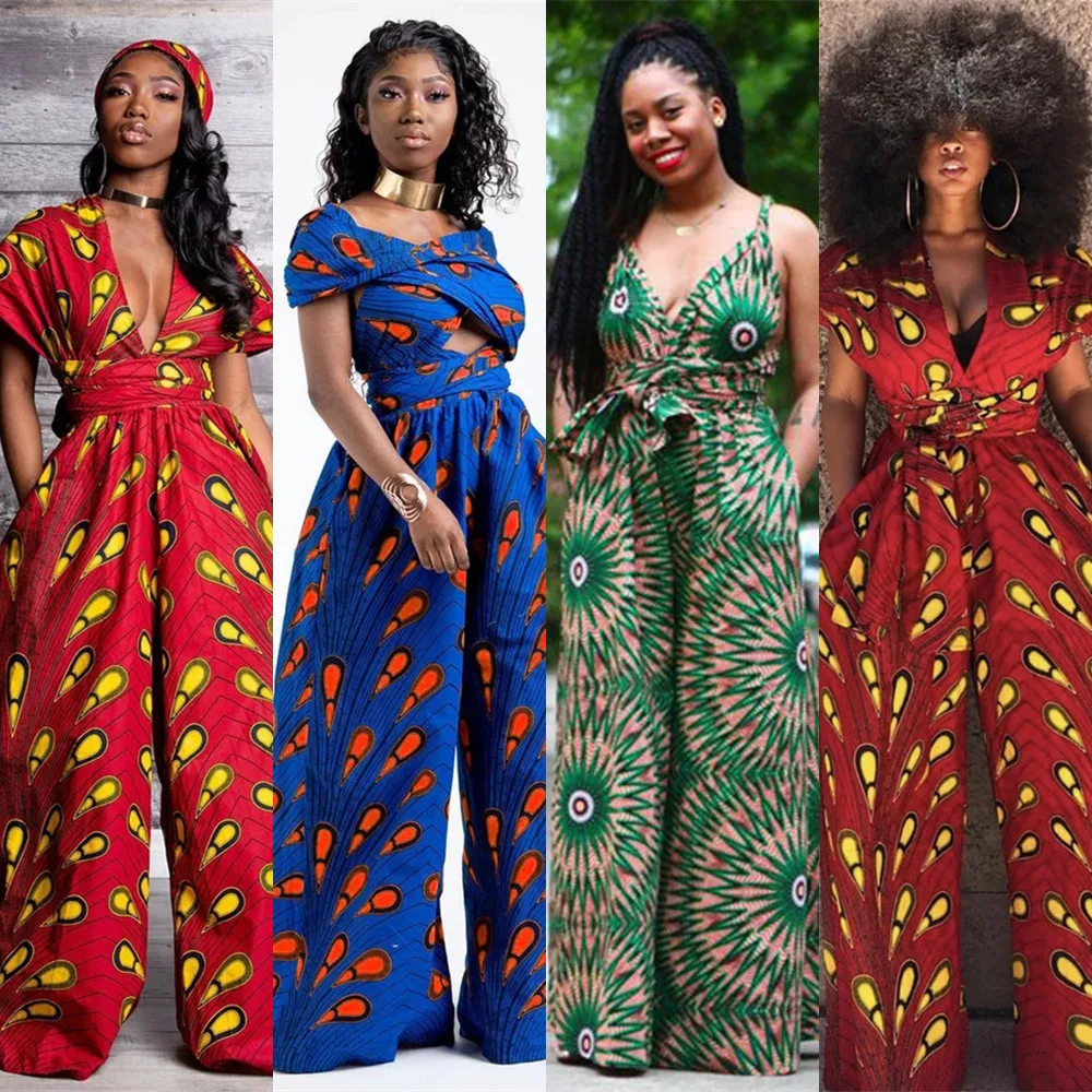 

Many Ways Of Wearing Wholesale Womens Wide Leg Pants Jumpsuit African Print Clothing One Piece African Kaftan Dashiki Clothing