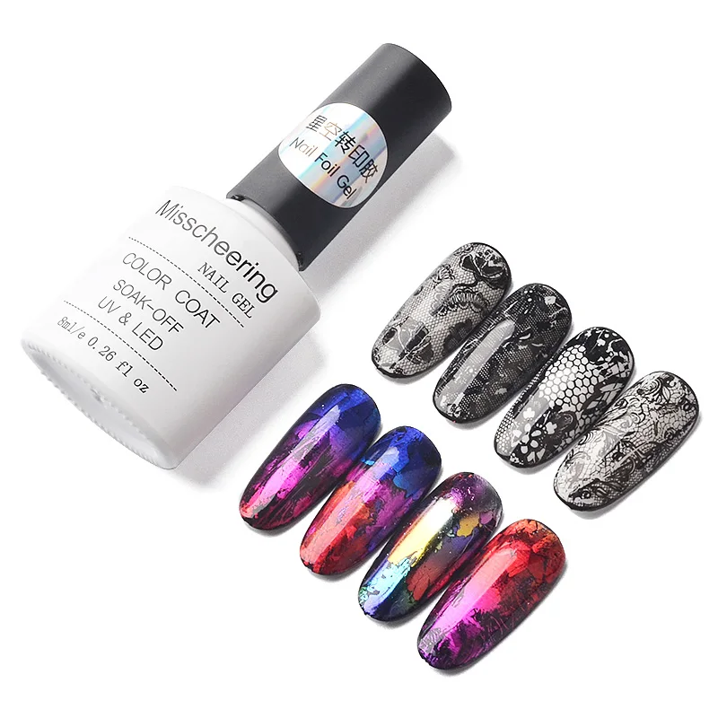 

8ml Top Quality Starry Sky Transfer Sticker Manicure Tool Nail Foil Gel uv led curing nail polish wholesale, White