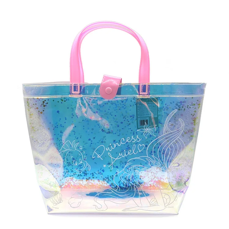 

Customized Ladies Cheap Price Clear PVC Makeup Cosmetic beautiful design holographic PVC tote bag, Customized color