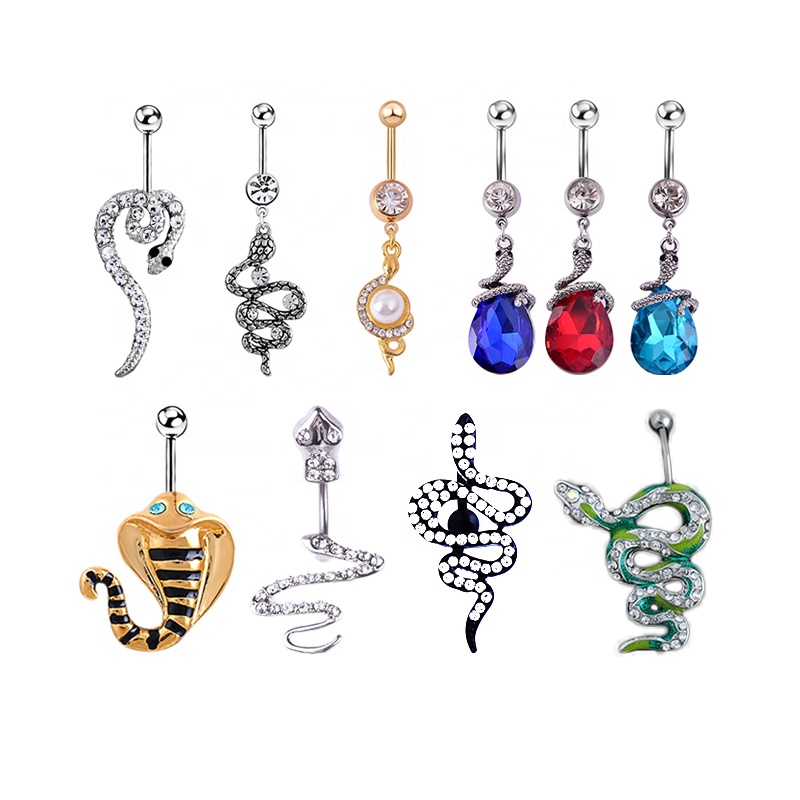 

Wholesale Women sexy Snake Belly Ring Body Piercing Jewelry Gold Stainless Steel Belly Ring Women Jewelry, Gold silver belly ring