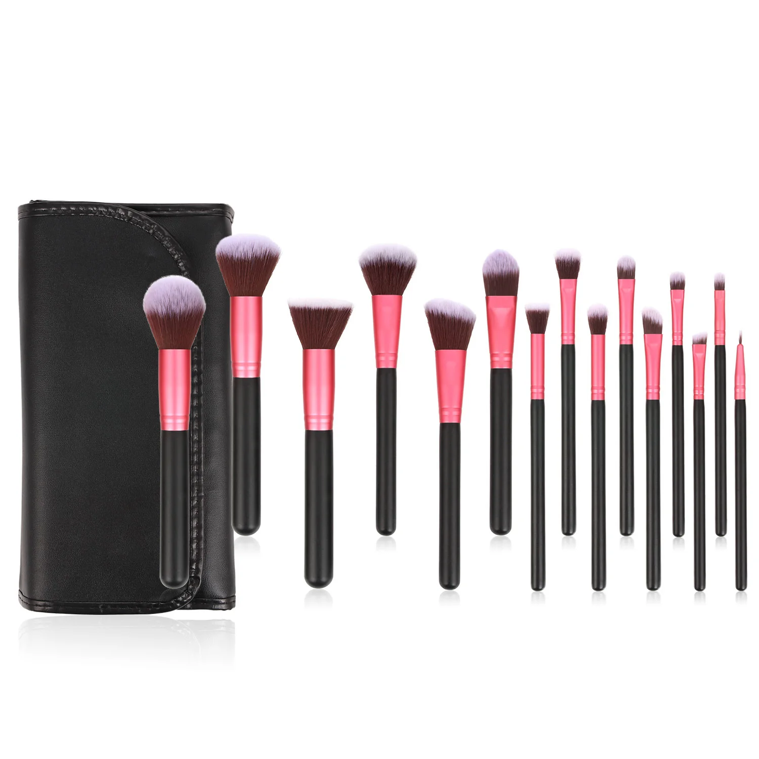 

high quality makeup foundation angled eyebrow flat blush brush professional soft hair 15pcs wood handle makeup brush set