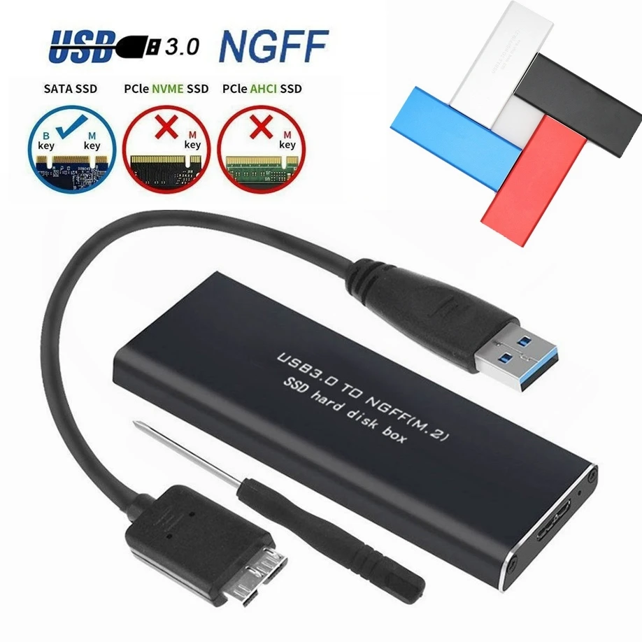 

USB 3.0 USB3.0 to NGFF M.2 External ssd Hard Disk Drive Box HDD SSD Case SATA M2 to USB3.0 SSD Enclosure Box Case