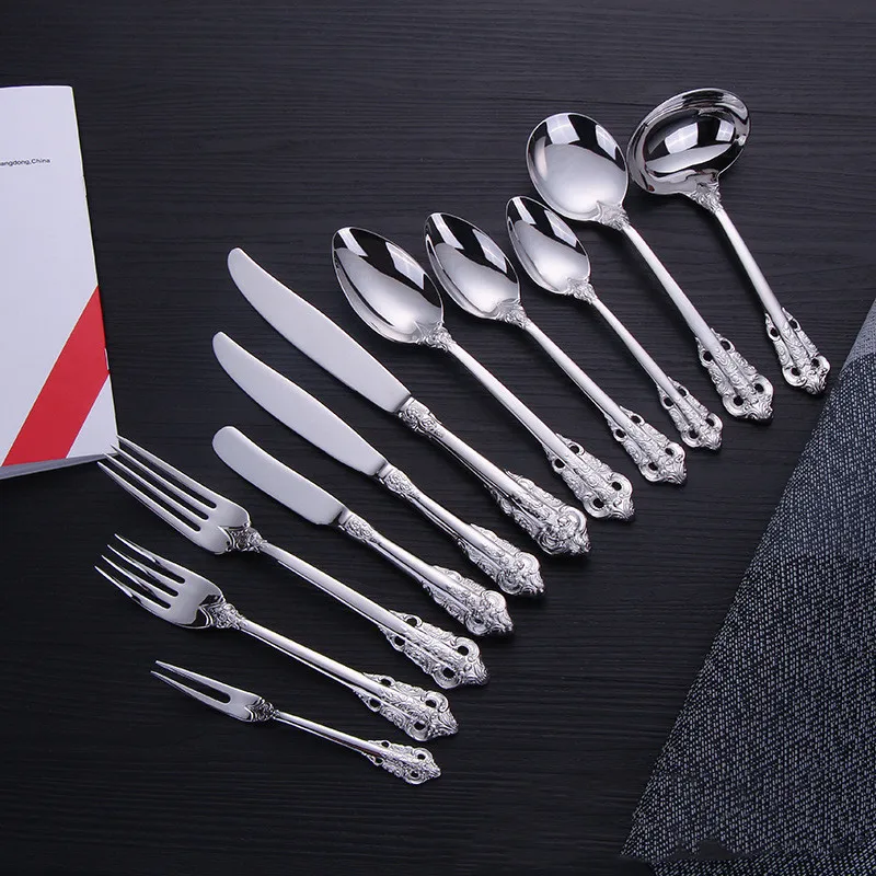 

Dinnerware Set 304 Stainless Steel Tableware Set Knife Fork Spoon Flatware Dishwasher Safe Cutlery Set Gift, Golden silver