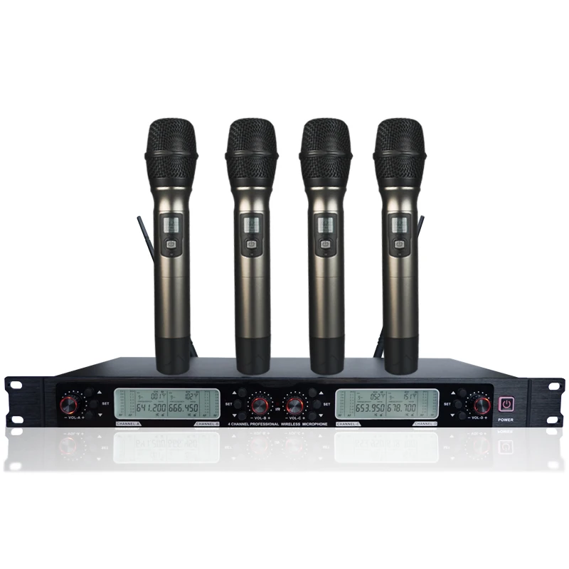 

SUW-U64A Hot Sales UHF Wireless Microphone 4 Channel Handheld Wireless Microphone For Speech