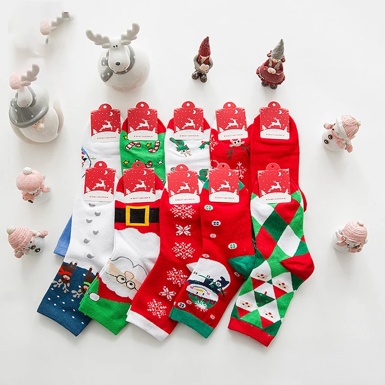 

2021 Custom socks for christmas family with gift box holiday cozy crew unisex fuzzy socks supplies