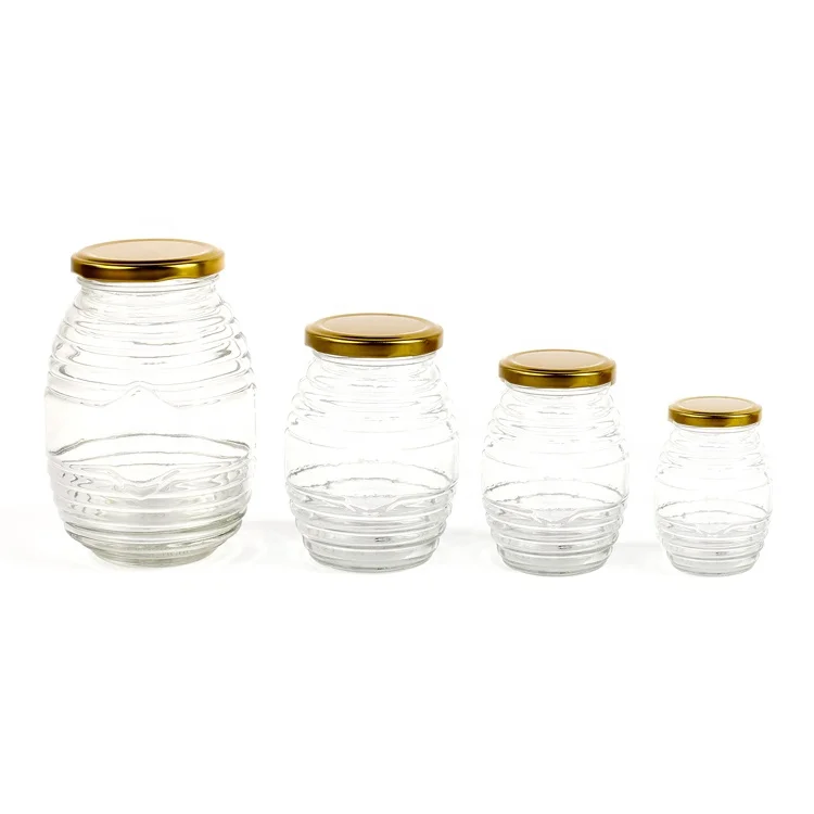 

700 ml 350 ml 180 ml 80 ml empty unique glass honey storage packaging jar with Tin lid, Clear/depend on you