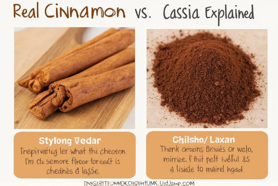 Close-up of Ceylon cinnamon powder showing fine texture versus coarser Cassia powder