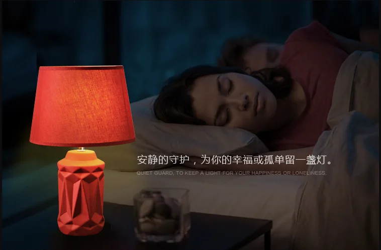 Bedroom Creative Simple Modern Ceramic Red Warm Dimmable LED Table Night Lamp