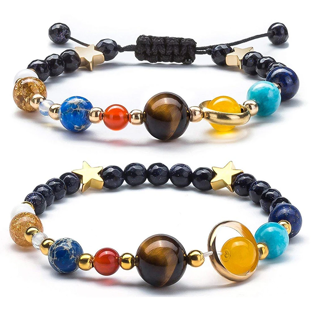 

Solar System Planetary The Eight Planets Guardian Star Natural Stone Beads Bracelet Jewelry, As picture