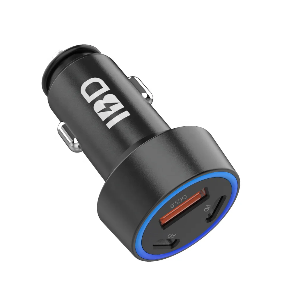 

IBD high power PD 3 Ports PD 20W Car Charger Fast Charge Car Phone Charger QC 3.0 for samsung, Black