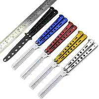 

Y1181 Fashion Hot Delicate Pro Salon Stainless Steel Folding Training Butterfly Practice Style Knife Comb Tool