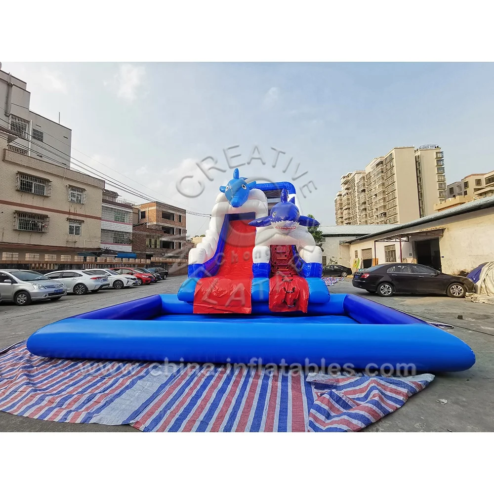 

New design inflatable shark slide inflatable big fun water slide for outdoor