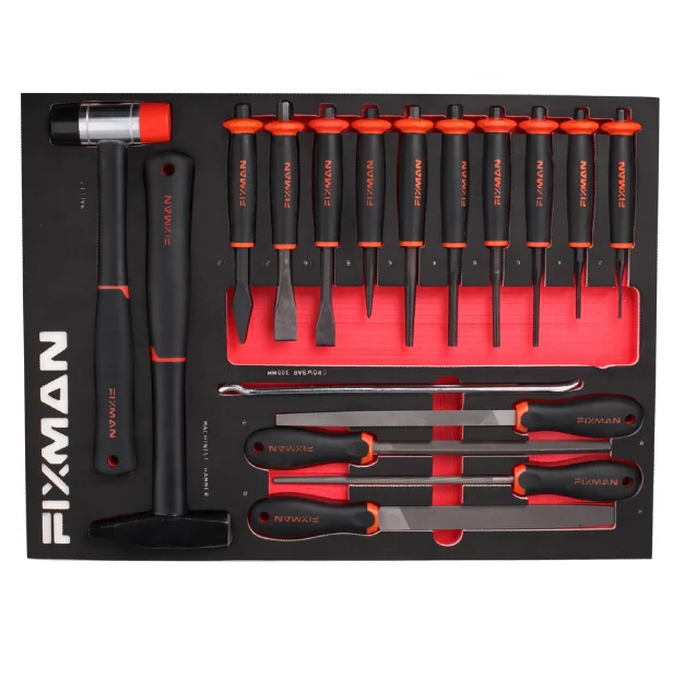 Fixman 17pc Eva Foam Modular Hammer File And Punch Set For Tool Trolley