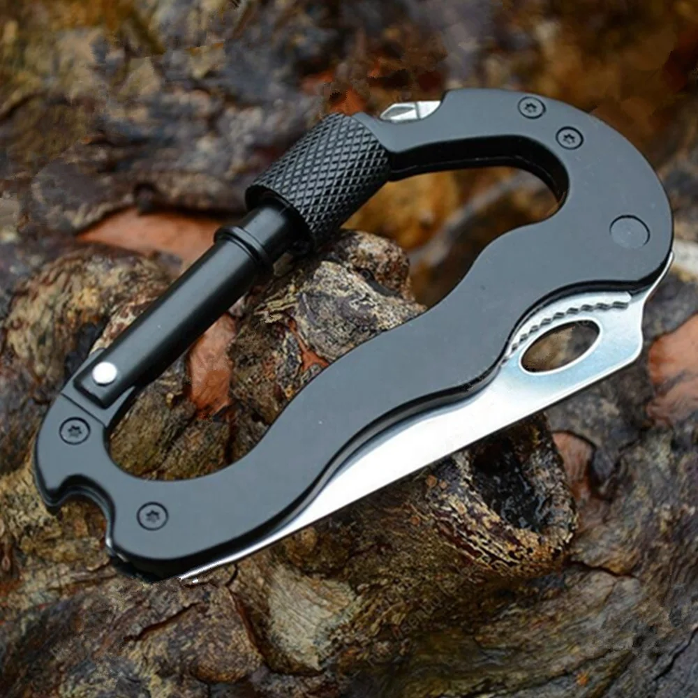 

5 in 1 Multi Carabiner Hanging Buckle Tool EDC Gear Multifunctional Folding Knife Outdoor Camping Hiking Mountain Climbing Tool