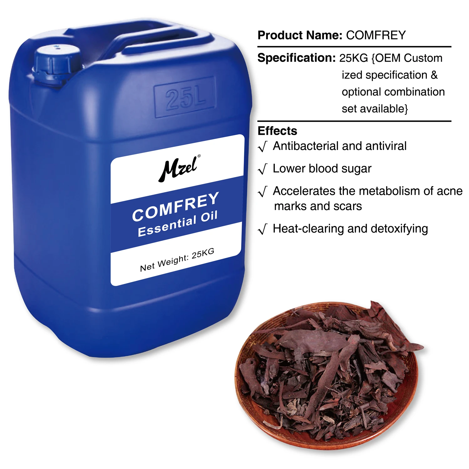 Mzel Wholesale Comfrey Oil High Pure Natural Comfrey Essential Oil for Skin Hair Body