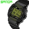 WT0151 SANDA 329 Simple Big Dial LED Digital Watch Men Women Couple Sport Wristwatch Retro Fashion Waterproof Lover Clock