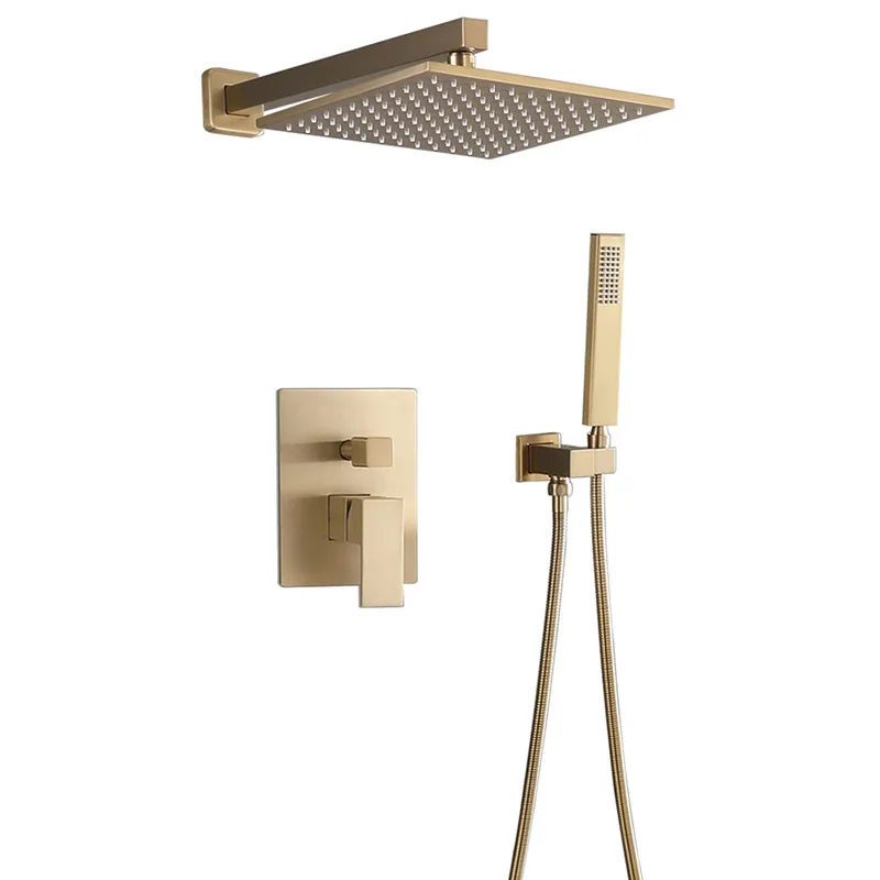 Wall Mounted Top Sprayer Shower Brushed Gold Mixer Shower Set Buy
