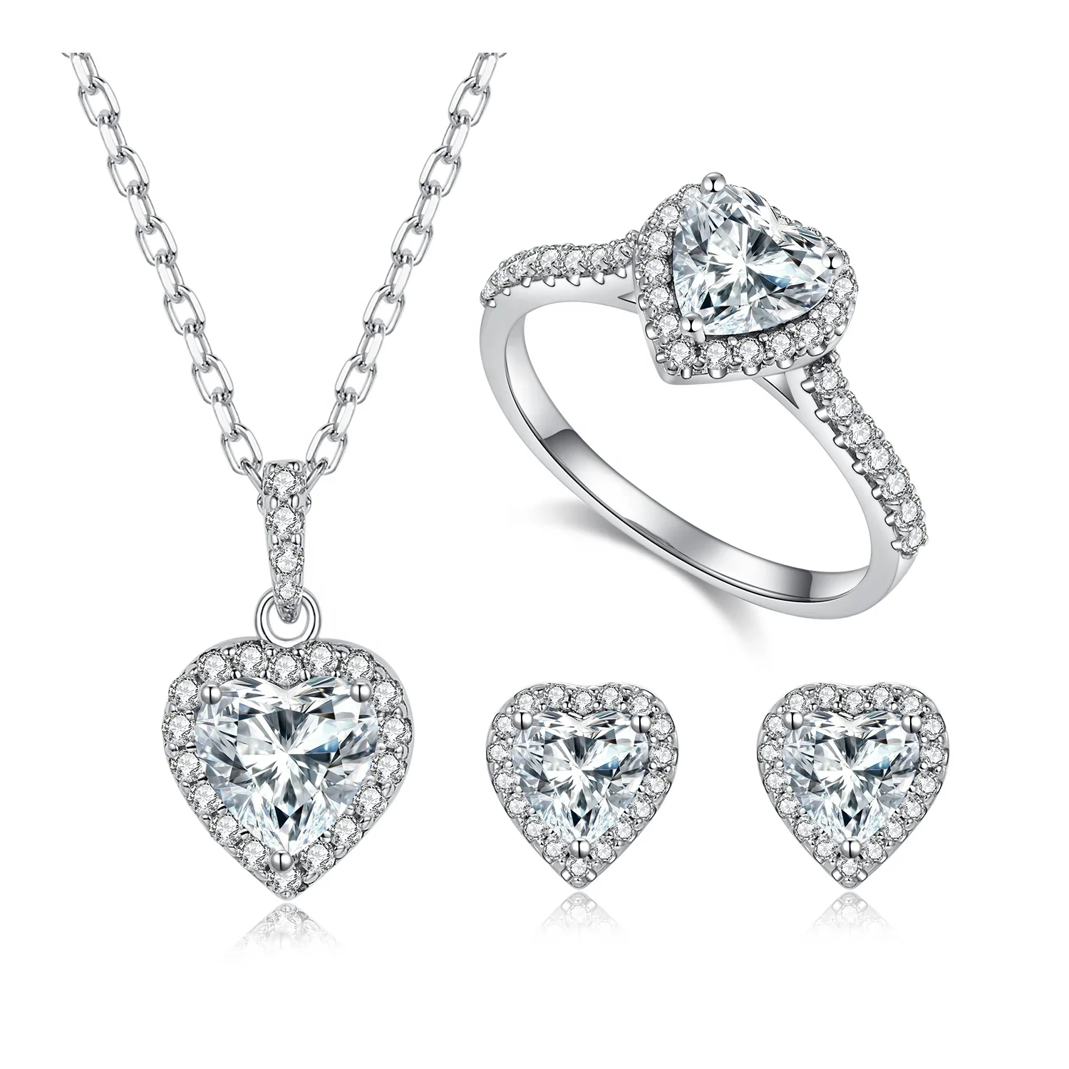 

HL02 Abiding Jewelry Set Wholesale Heart Cut Moissanite Diamond 925 Sterling Silver Real Moissanite Jewellery Set