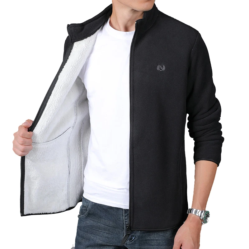 

Men's stand collar loose cardigan sportswear on the clothes shake grain and fleece thick coat new men's clothing
