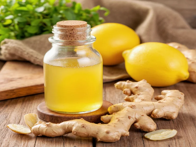 Fresh ginger root for homemade cough syrup preparation