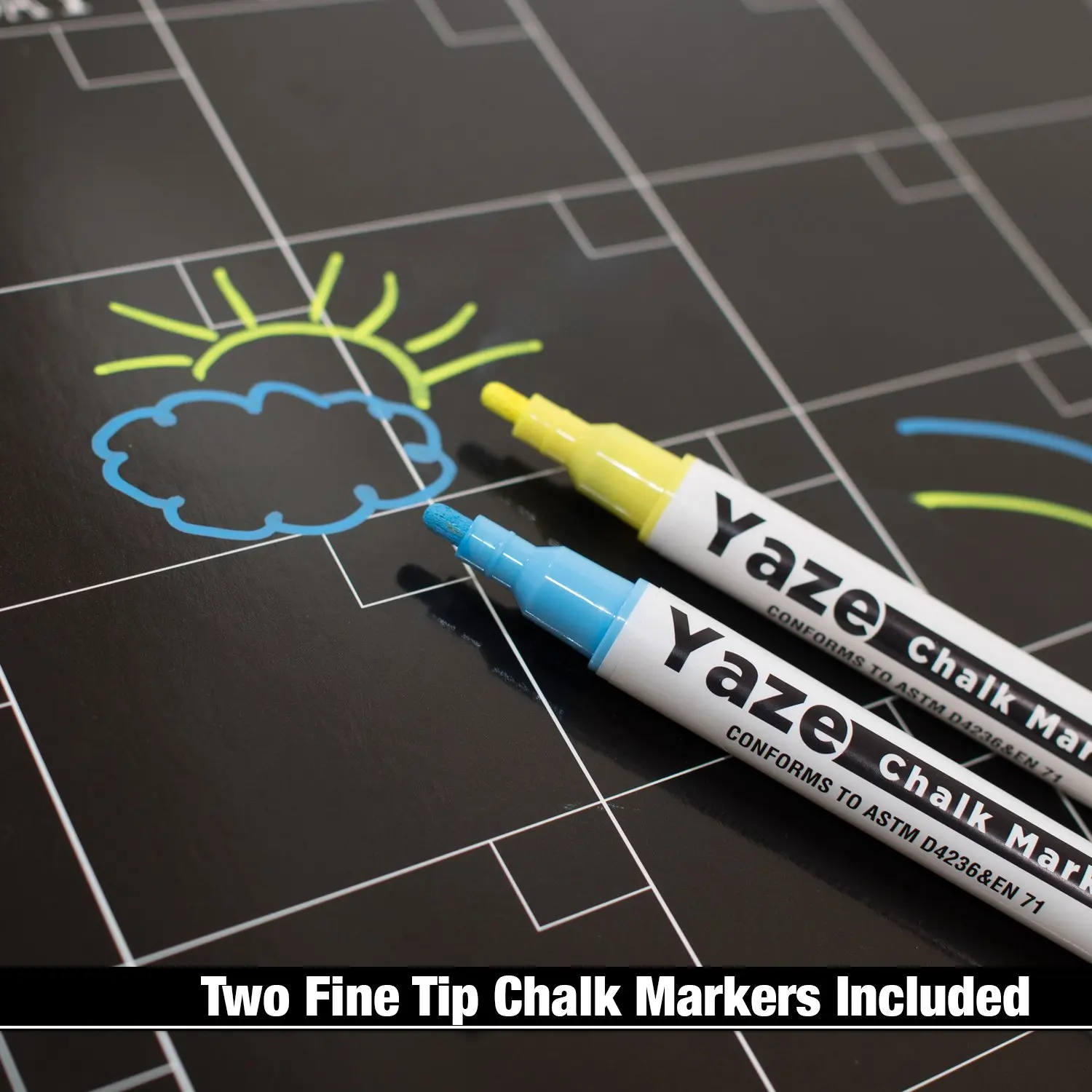 Stain Resistant Dry Erase Black Board With Bright Neon Chalk Markers Buy