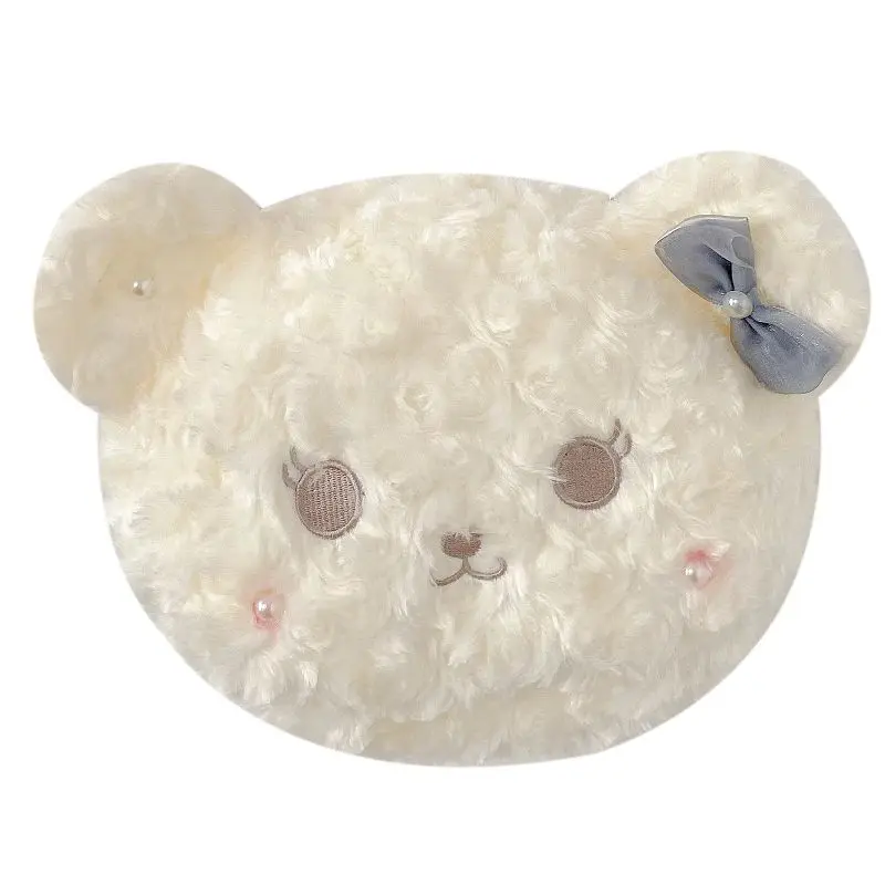 

New Ins Soft Girl Shoulder Bag Cute Blush Winter Plush Bear Purse Pearl Chain Messenger Bag, Customized color