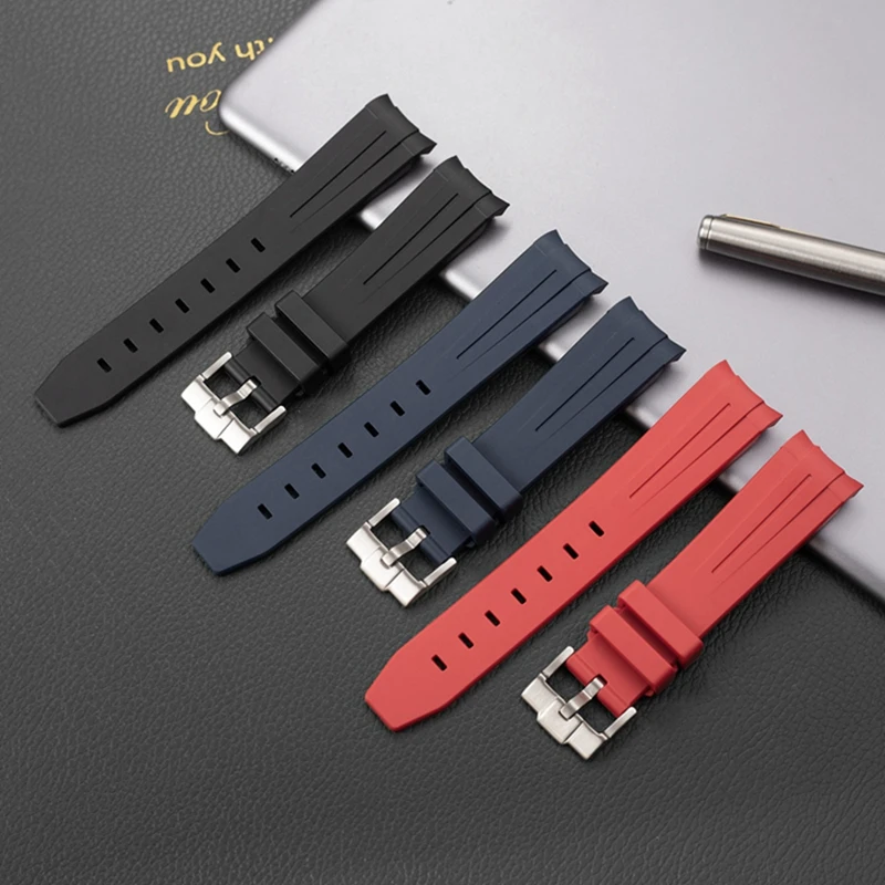 

Waterproof Curved Ending Sport Rubber Watch Bands 20mm For Men