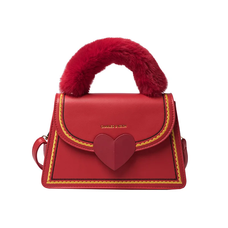 

Fashion Fur Handle Pu Leather Luxury Ladies Shoulder Crossbody Designer Bags Winter Women Handbags Purses