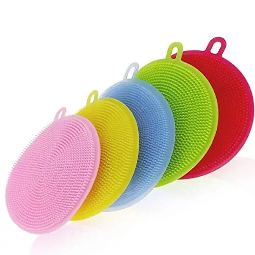 

Multifunctional Anti-scalding Mat Purpose Cleaning Silicone brush Dish Sponge Scrubber Brush for kitchen pan bowl glass fruits, Pantone color available