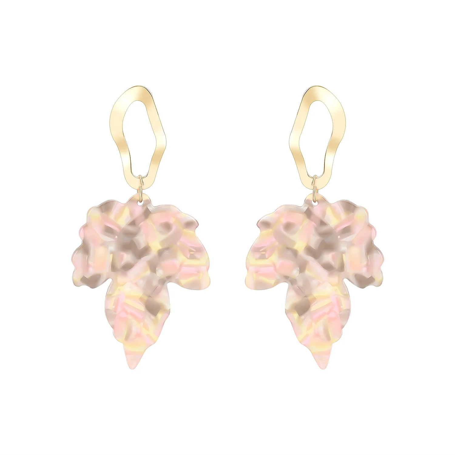 

PUSHI lady wears dress elegant color palm leaves irregular acrylic earing hot items 2021 new years products, Colored leaves