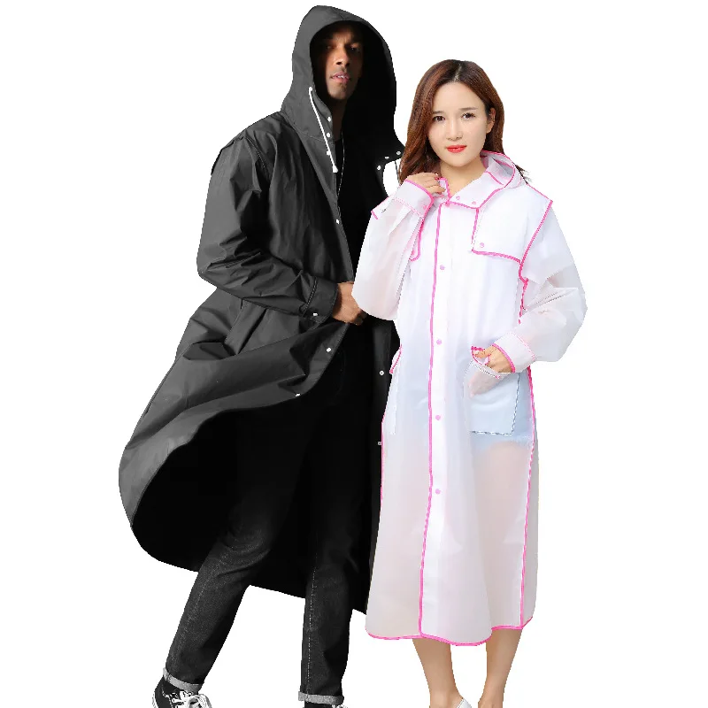 

EVA Unisex Rainwear Transparent Reusable Rain Coat Jacket Women Men Lightweight Outdoor Raincoat Waterproof